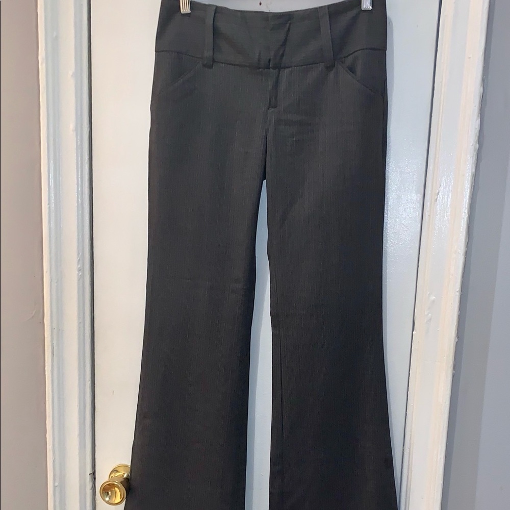 Alice + Olivia Gray Wide Leg Pinstripe Pants